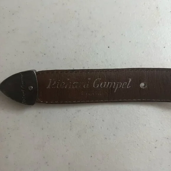 Richard Gampel Belt, Brown Vintage, Crocodile, Made in France, Brown Belt 38" - Picture 7 of 8